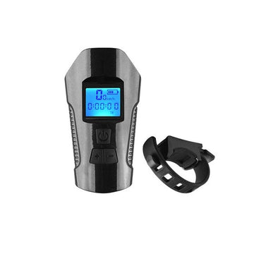 Front Light Flashlight with Bike Computer LCD Speedometer Horn