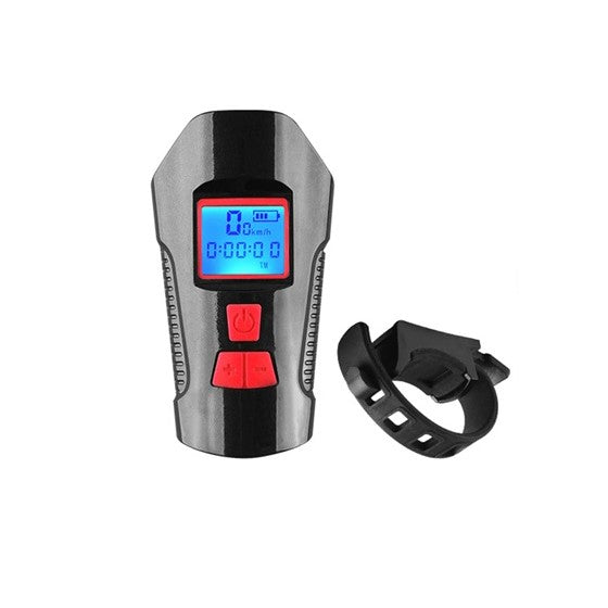 Front Light Flashlight with Bike Computer LCD Speedometer Horn