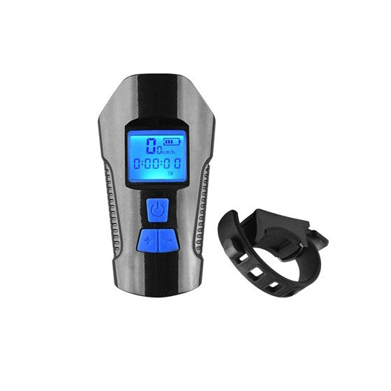 Front Light Flashlight with Bike Computer LCD Speedometer Horn