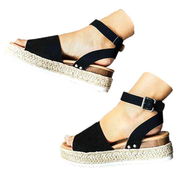 Women's Ankle Strap Buckle Wedge Platform Sandals