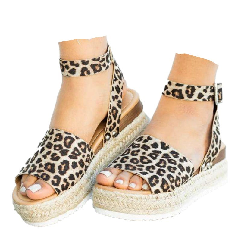 Women's Ankle Strap Buckle Wedge Platform Sandals