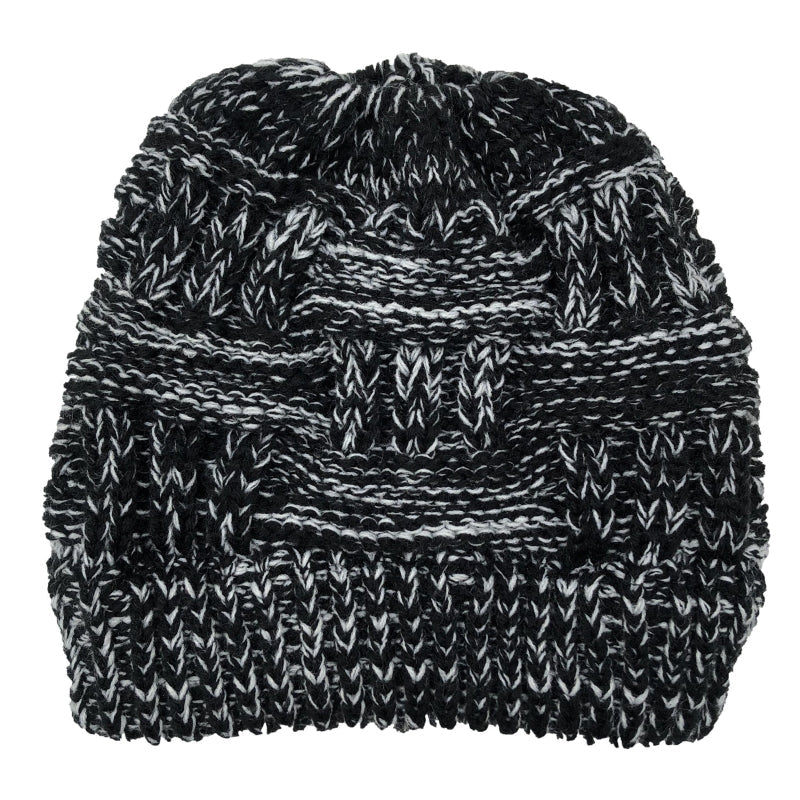 High Messy Bun Beanie Hat with Ponytail Hole