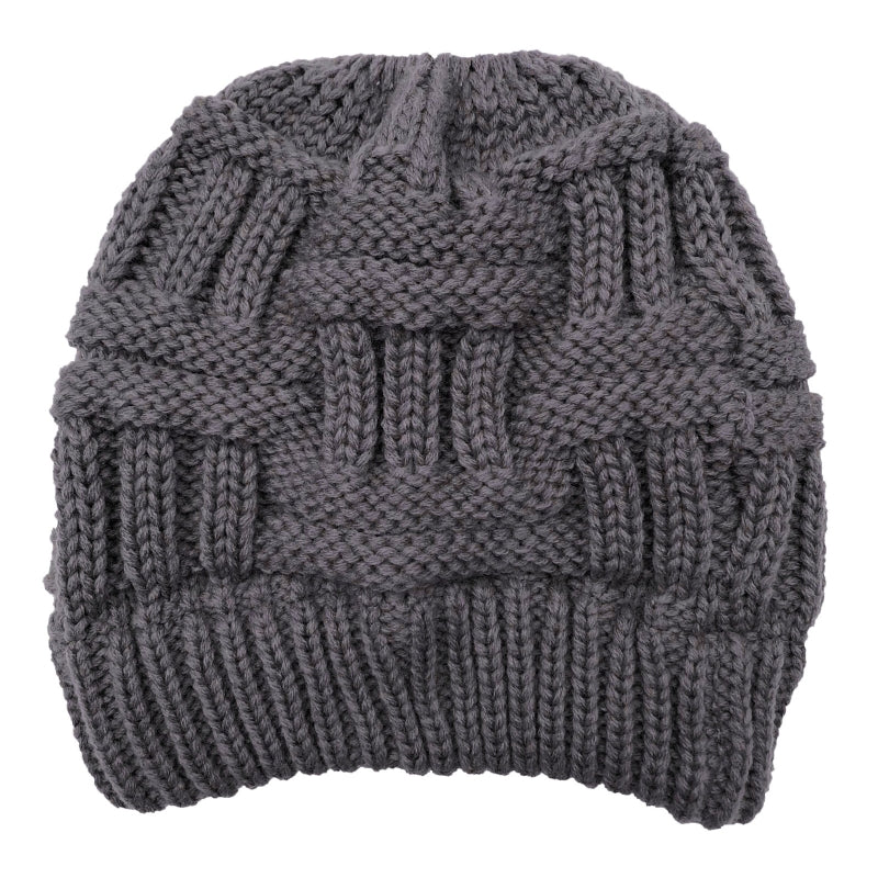 High Messy Bun Beanie Hat with Ponytail Hole