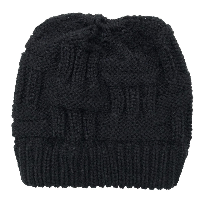 High Messy Bun Beanie Hat with Ponytail Hole