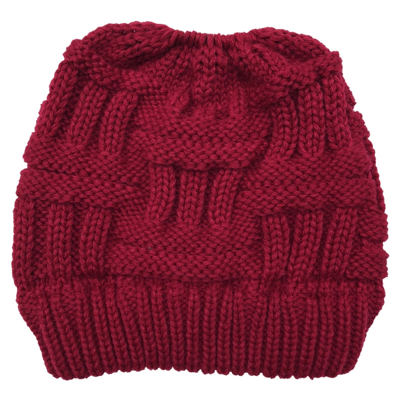 High Messy Bun Beanie Hat with Ponytail Hole