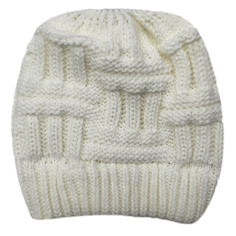 High Messy Bun Beanie Hat with Ponytail Hole