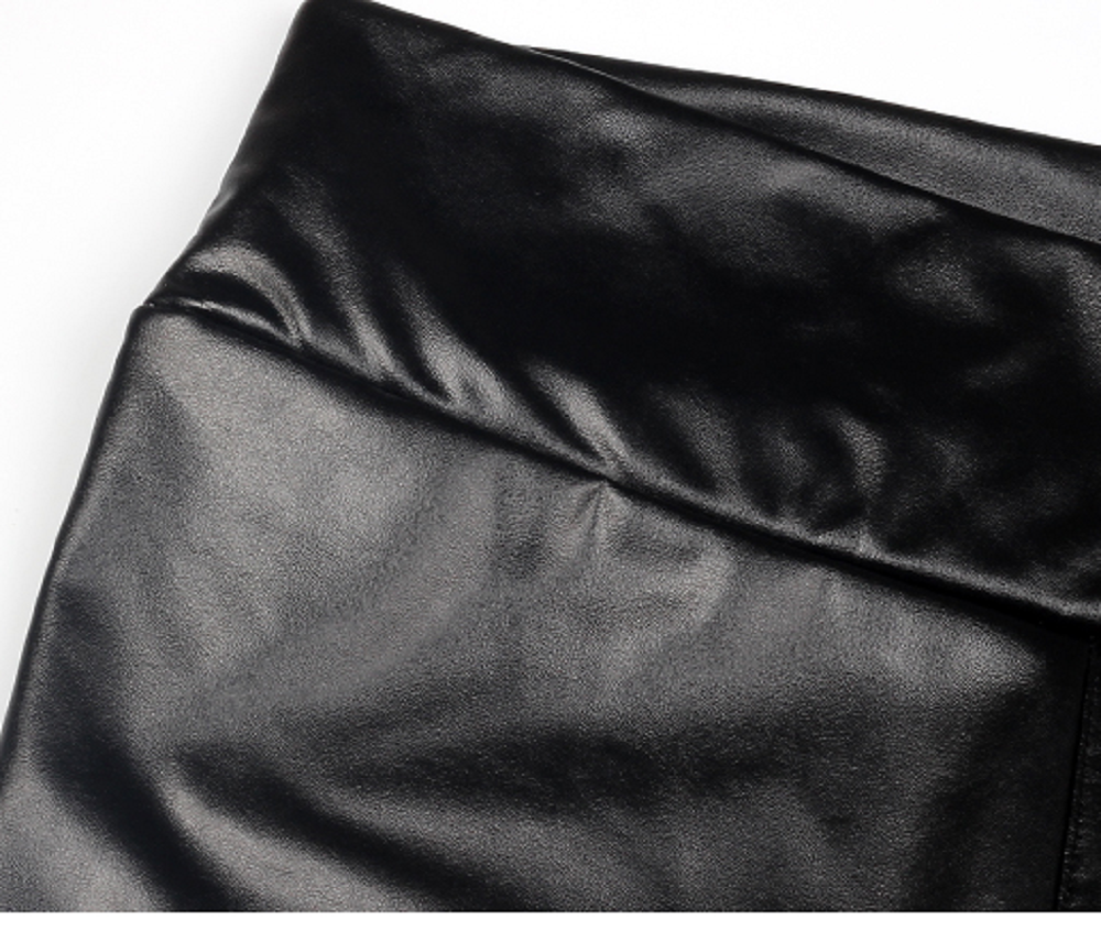Stretch Leather Warm Fleece Leggings