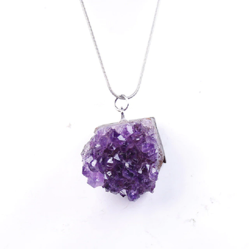 Natural Amethyst Crystal Pendant Necklace