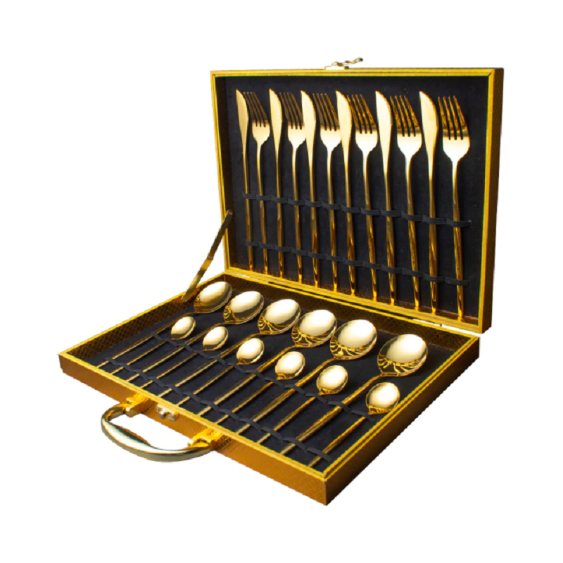 24 Pcs Gold Dinnerware Stainless Steel Luxury Cutlery Set