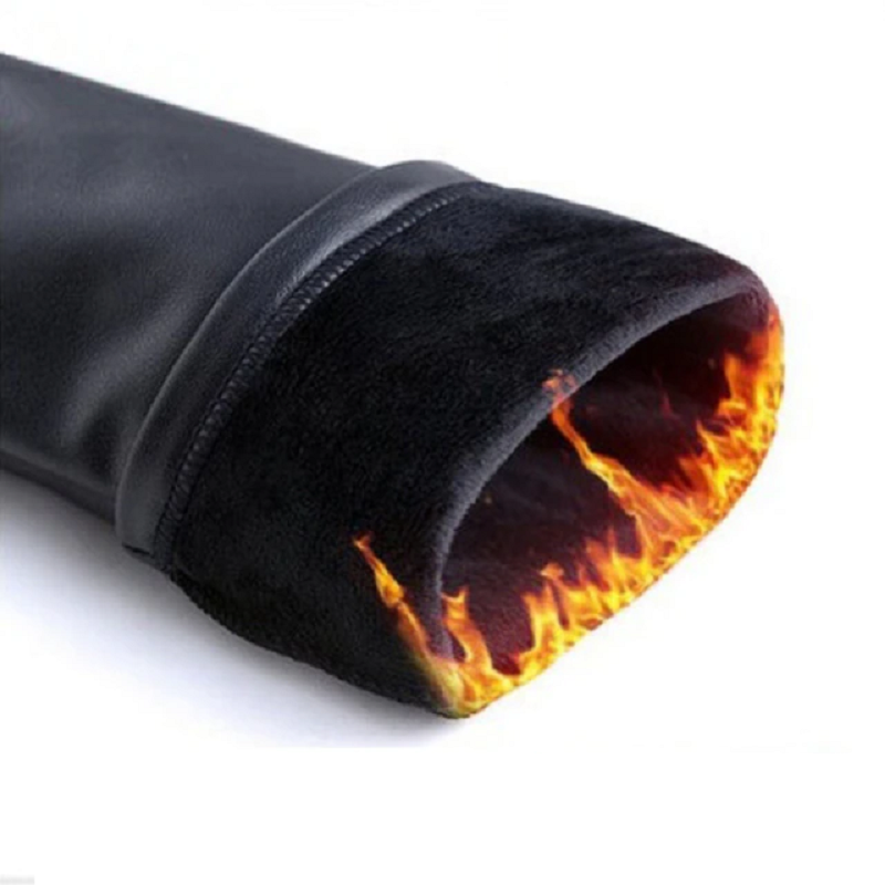 Stretch Leather Warm Fleece Leggings