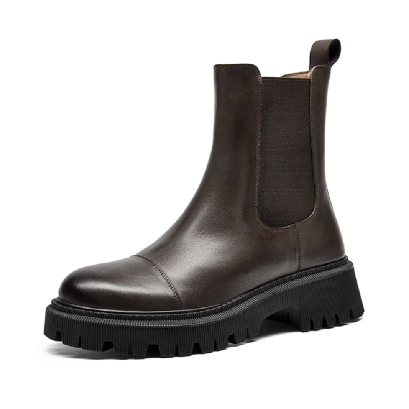 Ankle Boots Platform Women Cow Leather Chelsea