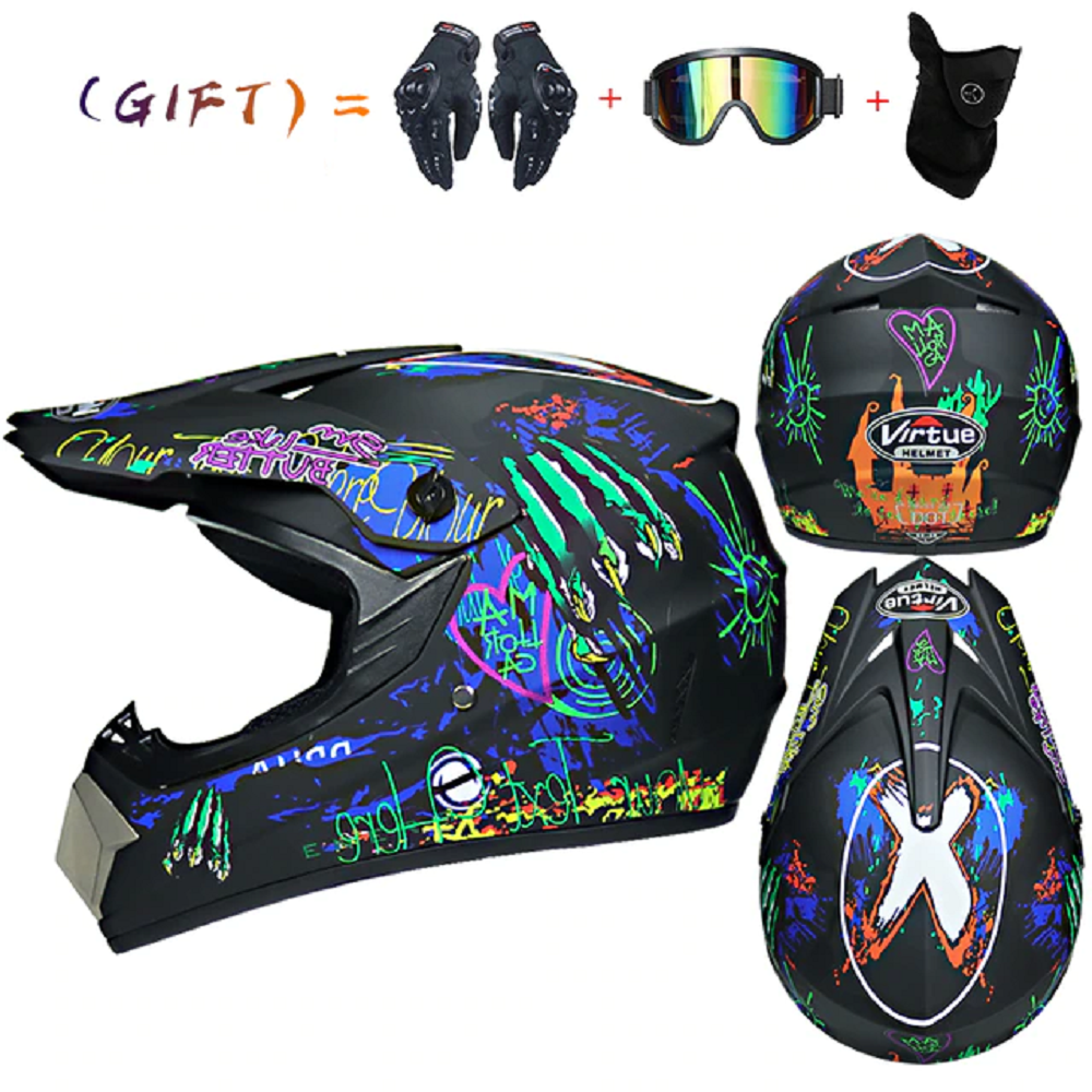 Motor Bike Cross Racing Helmet Set