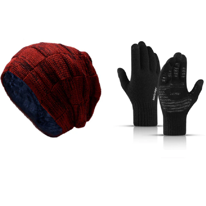Men's Winter Hat Warm Beanies with Gloves