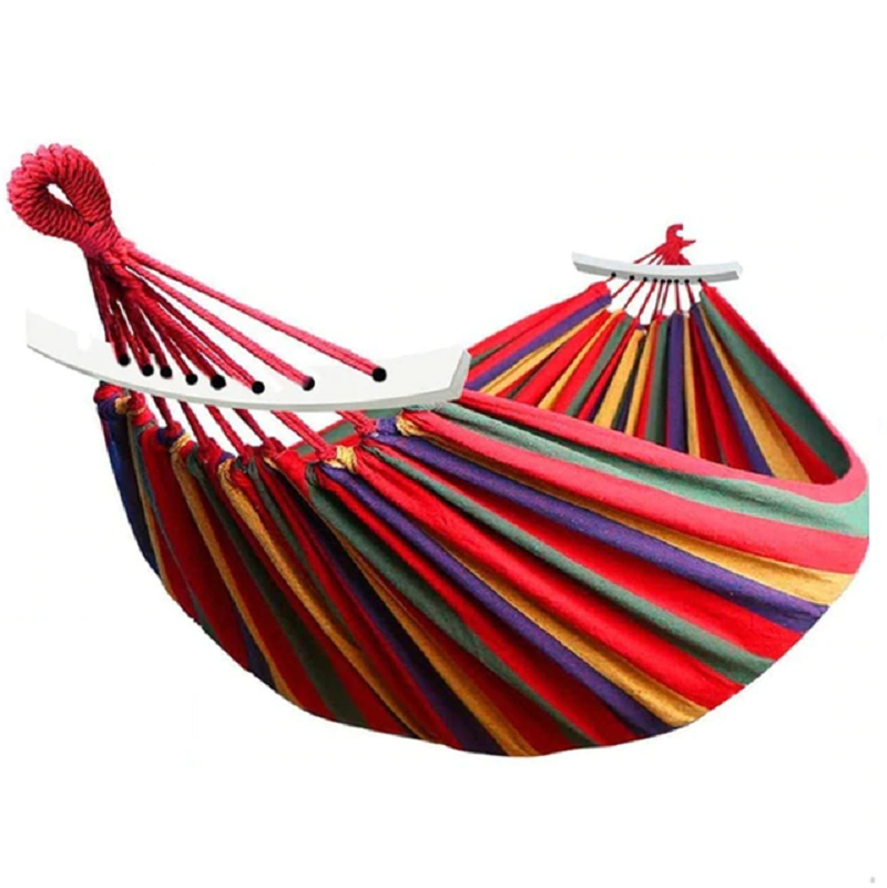 2 Person Soft Canvas Cotton Fabric Hammock with Tee Straps