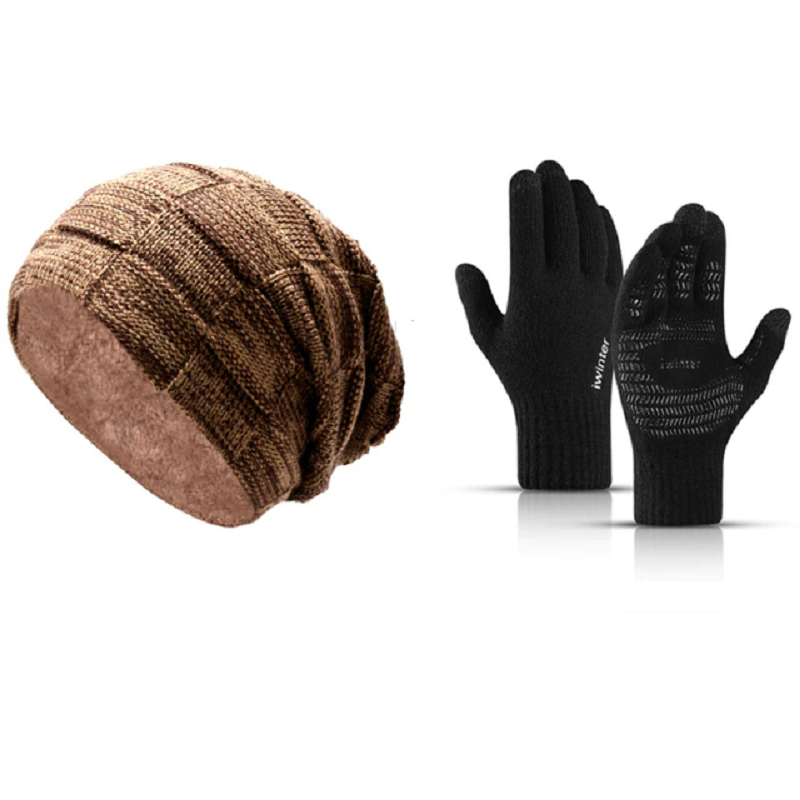 Men's Winter Hat Warm Beanies with Gloves