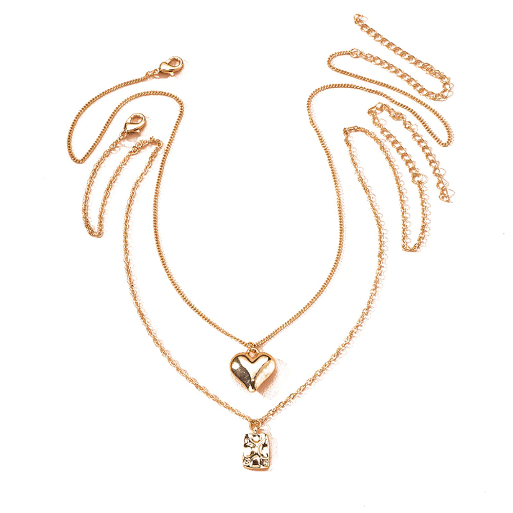 Vintage Multilayer Heart Pendant Necklace