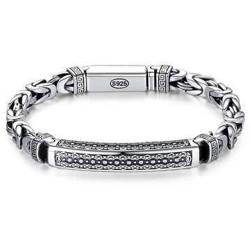 Men's Silver Bracelet Personality Peace Pattern