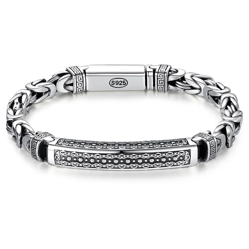 Men's Silver Bracelet Personality Peace Pattern