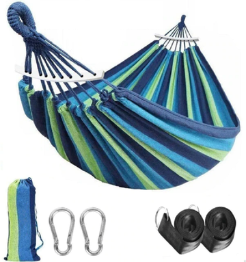 2 Person Soft Canvas Cotton Fabric Hammock with Tee Straps