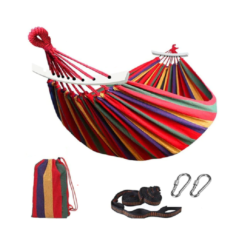 2 Person Soft Canvas Cotton Fabric Hammock with Tee Straps