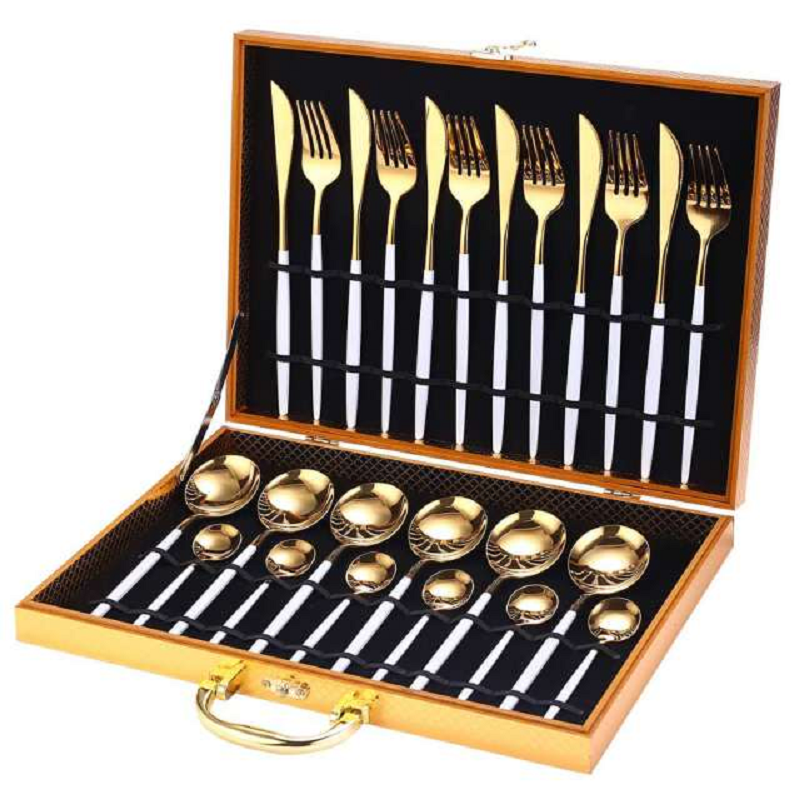 24 Pcs Gold Dinnerware Stainless Steel Luxury Cutlery Set