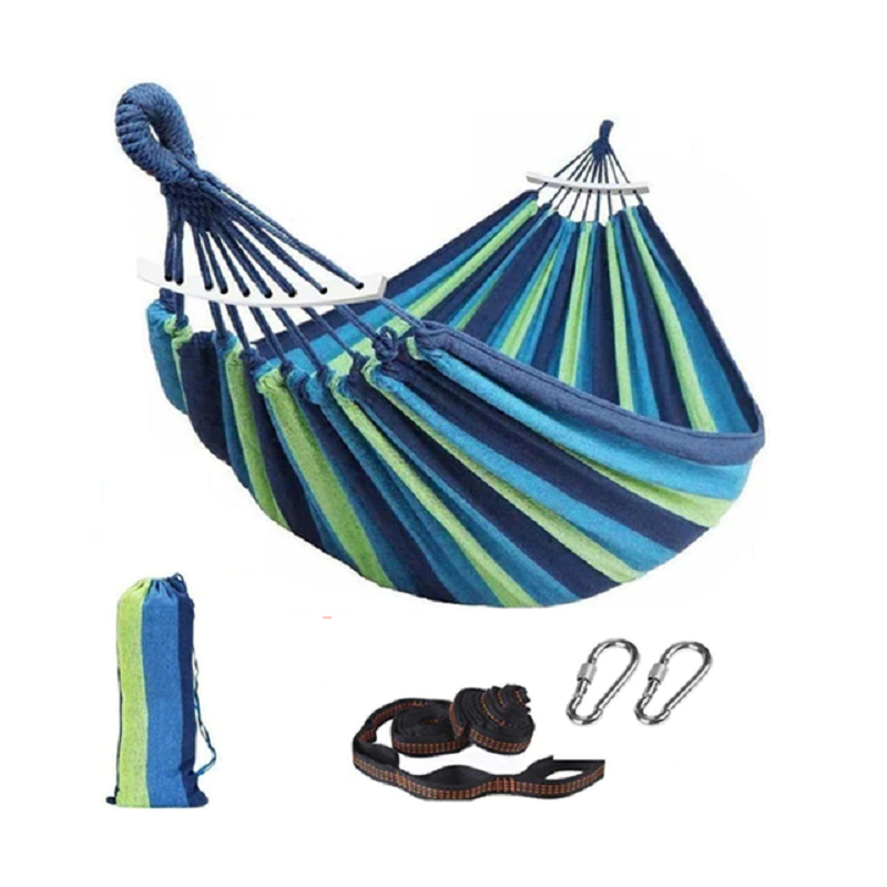 2 Person Soft Canvas Cotton Fabric Hammock with Tee Straps
