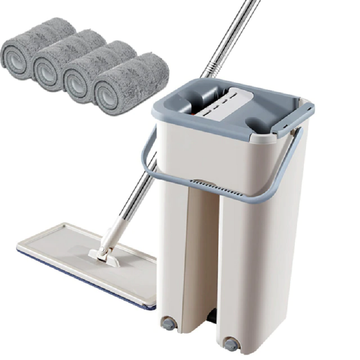 Flat Squeeze & Bucket Hand Free Wringing Floor Cleaning Mop