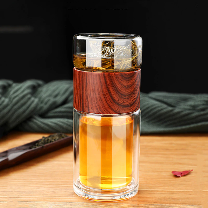 Double Glass Tea Drink Bottle Infuser Tumbler Waterbottle Eco-Friendly