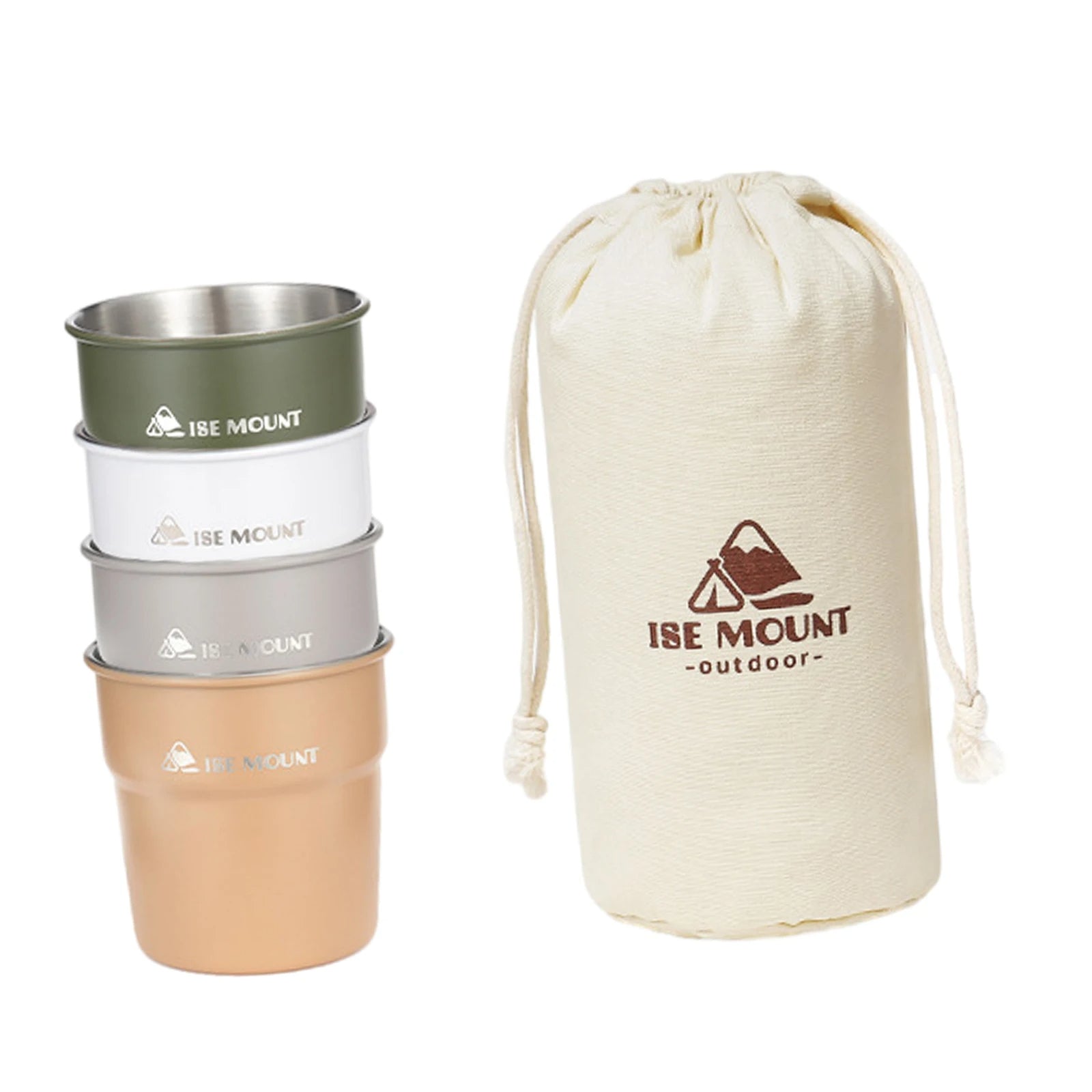 4pcs Outdoor Portable Stainless Steel Cup Set
