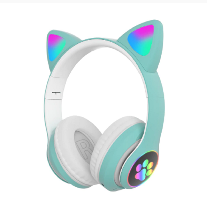 Cat Design Wireless Headphones with Flash Light
