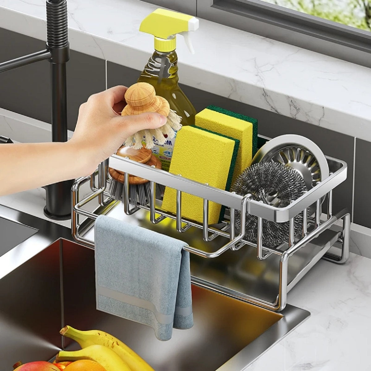Stainless Steel Sink Rack - Faucet Mounted Sponge