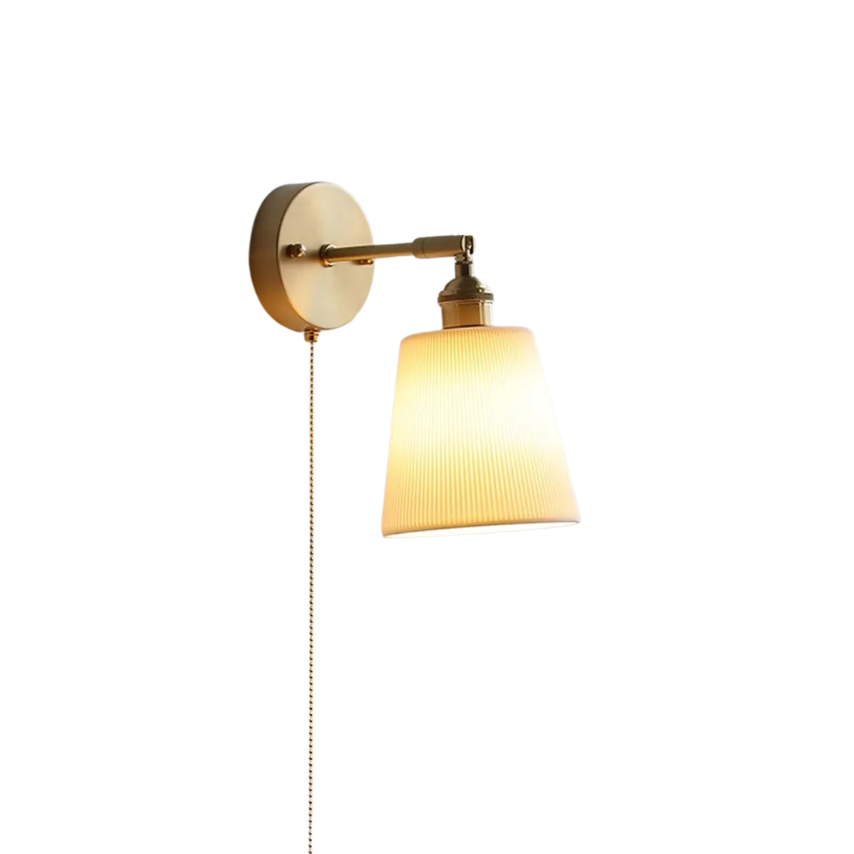 Nordic Ceramic Wall Light - LED Bedside Sconce with Pull Switch
