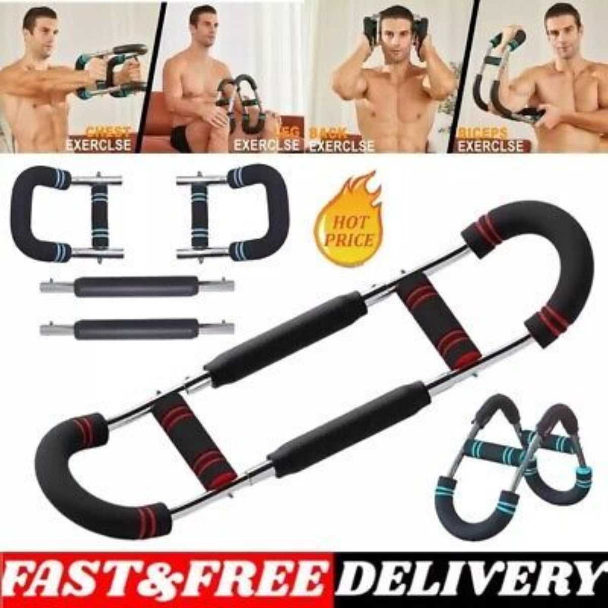 Portable Upper-Body Trainer Adjustable Arm Chest and Shoulder Spring Workout Tool
