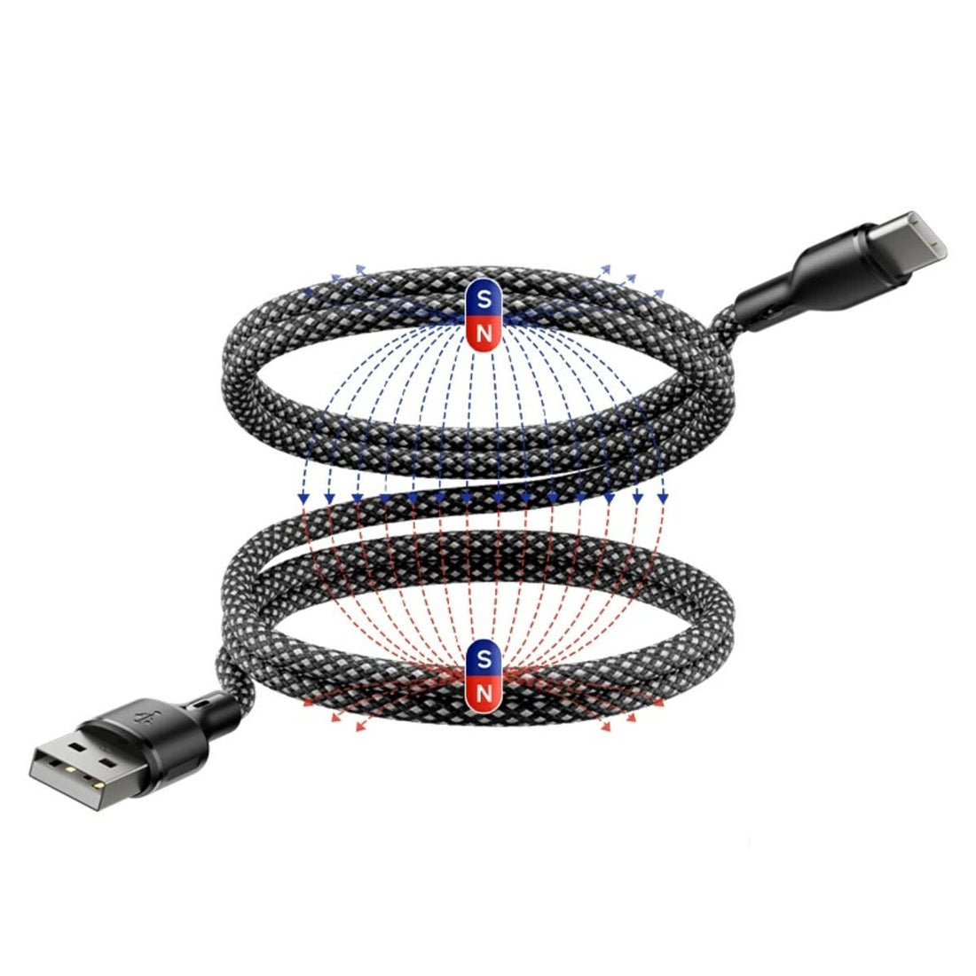 Magnetic USB Fast Charging Cable - Type-c and iPhone Compatible