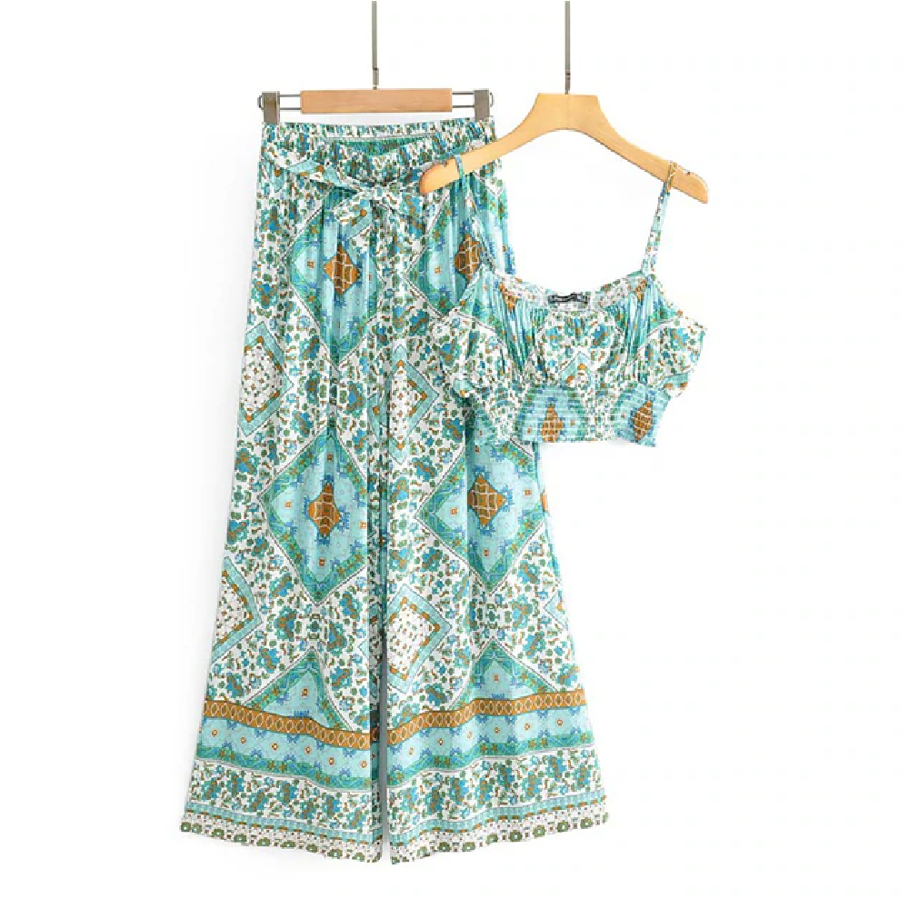 Vintage Chic Women Floral Print Bohemian Suits