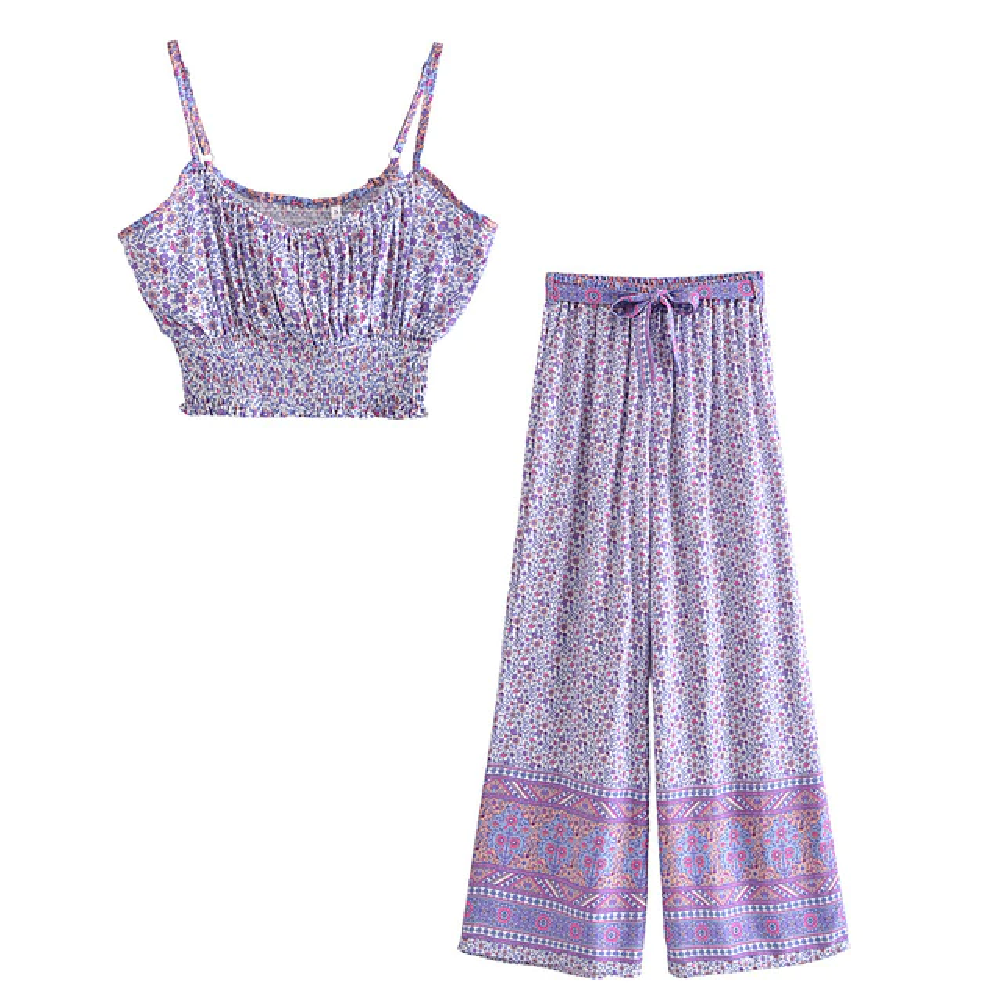 Vintage Chic Women Floral Print Bohemian Suits