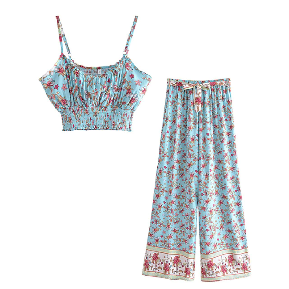 Vintage Chic Women Floral Print Bohemian Suits