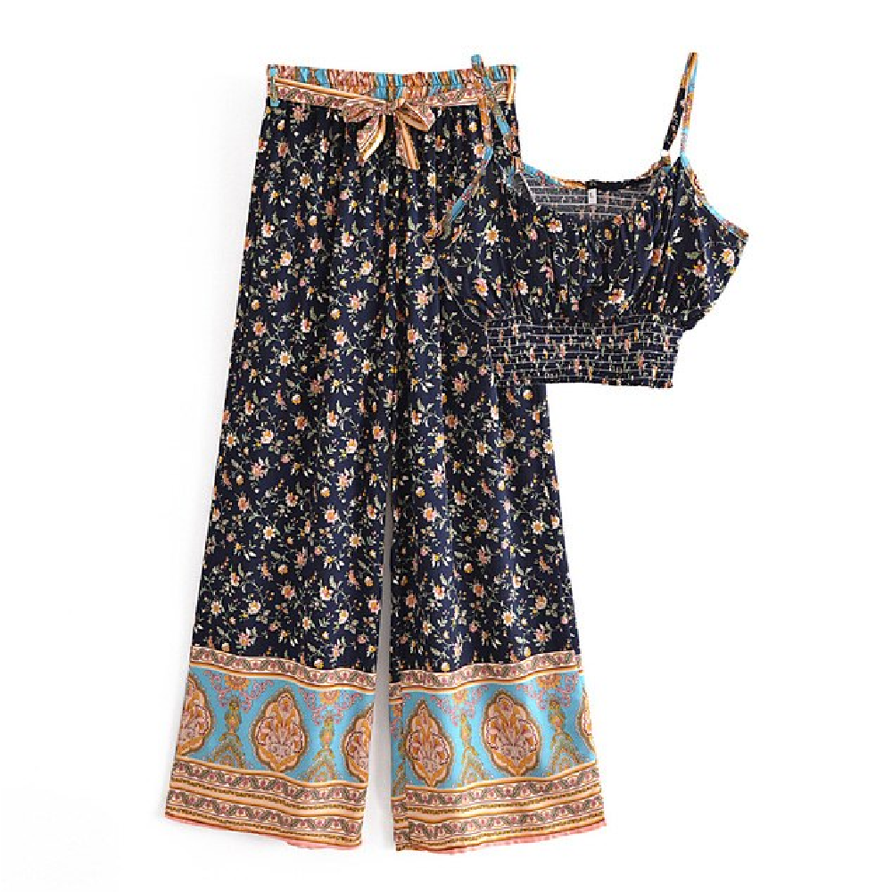Vintage Chic Women Floral Print Bohemian Suits