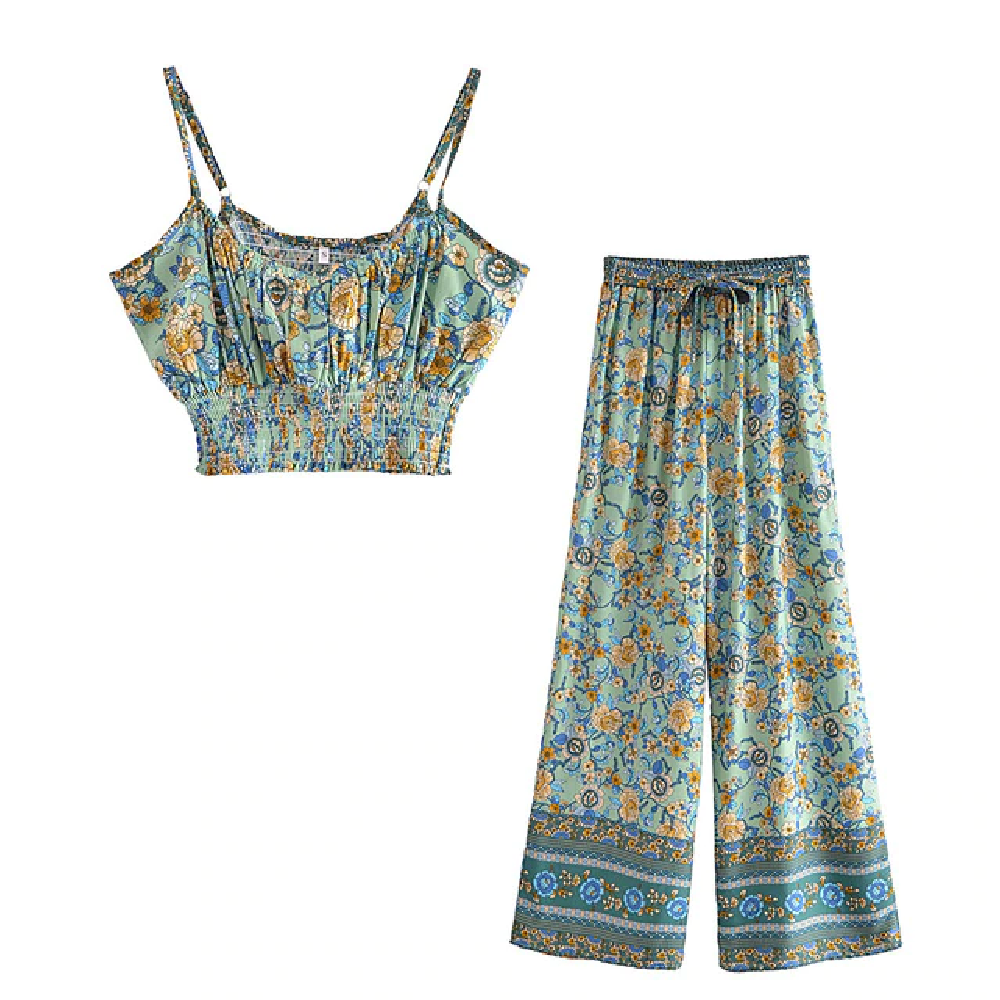 Vintage Chic Women Floral Print Bohemian Suits