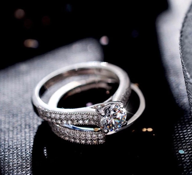 Double Stackable Fashion Jewelry Wedding Engagement Ring