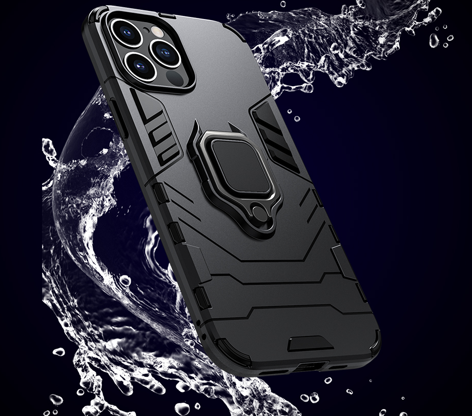 Shockproof Armor Case for iPhone with Mini Ring Stand Back Cover