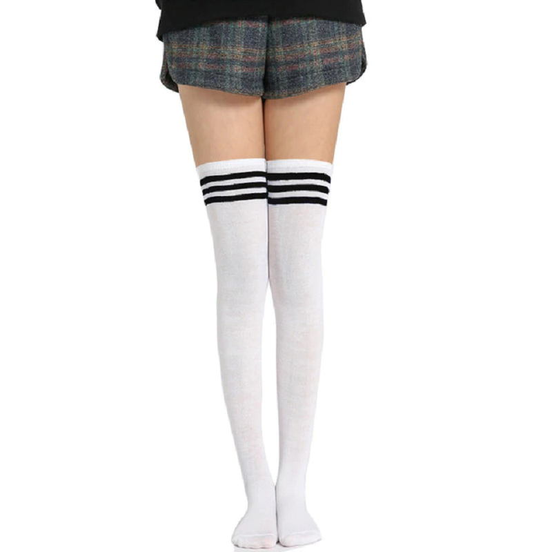 Striped Socks Thigh High Nylon Long for Girls