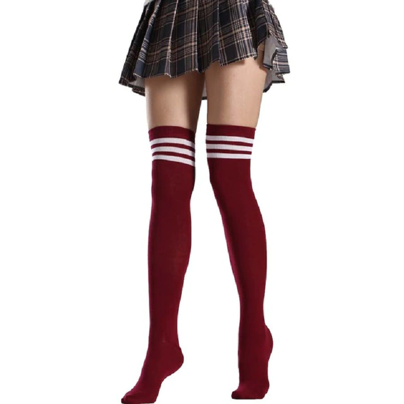 Striped Socks Thigh High Nylon Long for Girls