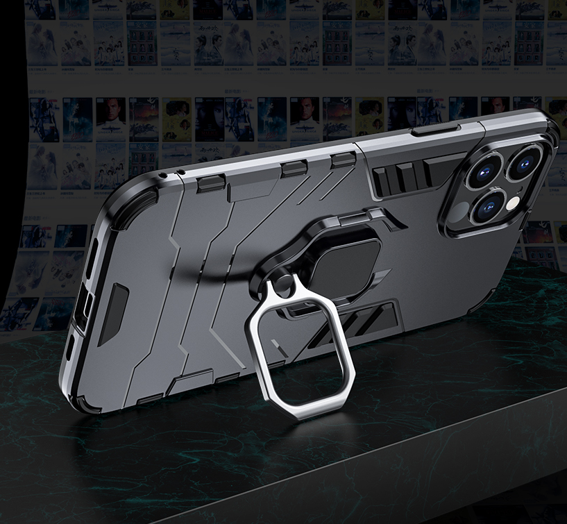 Shockproof Armor Case for iPhone with Mini Ring Stand Back Cover