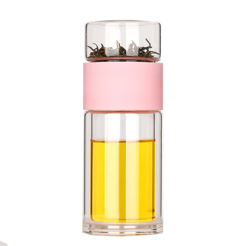 Double Glass Tea Drink Bottle Infuser Tumbler Waterbottle Eco-Friendly