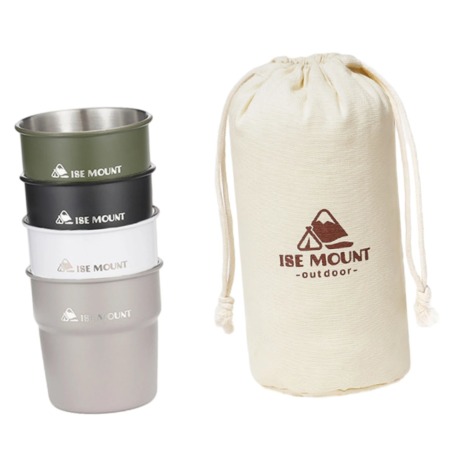 4pcs Outdoor Portable Stainless Steel Cup Set