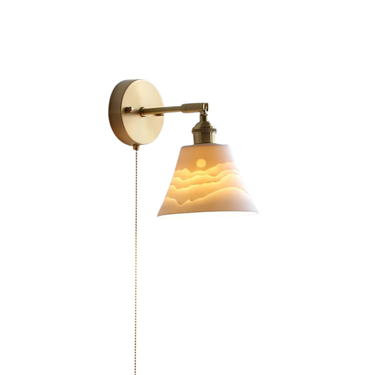 Nordic Ceramic Wall Light - LED Bedside Sconce with Pull Switch