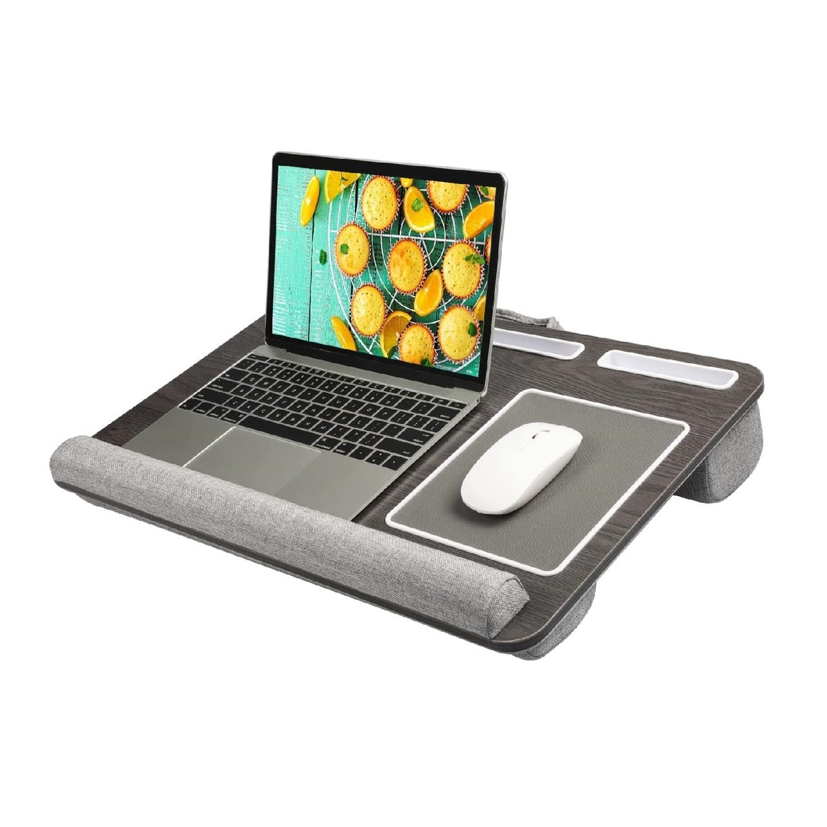 Portable Laptop Lap Desk - Double-Groove Anti-Slip Built-In Mouse Pad