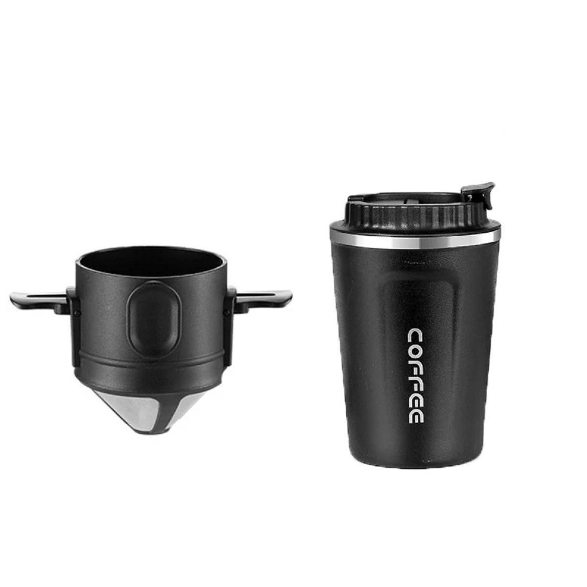 Portable Pour Over Coffee Travel Mug with Reusable Filter