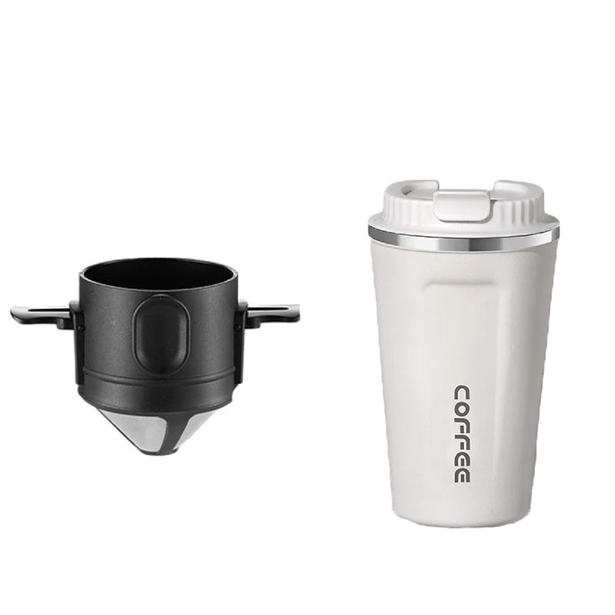 Portable Pour Over Coffee Travel Mug with Reusable Filter